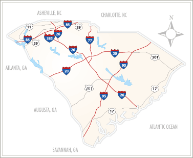 SC Map with Interstates
